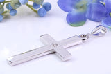 Diamond set Large 50 mm Long Chunky Cross, Made From Solid Cast Silver, Complete with Belcher Chain, British Hallmarked