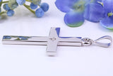 Diamond set Large 50 mm Long Chunky Cross, Made From Solid Cast Silver, Complete with Belcher Chain, British Hallmarked
