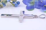 Diamond set Large 50 mm Long Chunky Cross, Made From Solid Cast Silver, Complete with Belcher Chain, British Hallmarked