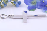Diamond set Large 50 mm Long Chunky Cross, Made From Solid Cast Silver, Complete with Belcher Chain, British Hallmarked