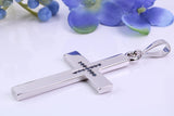Natural Sapphires set Large 50 mm Long Chunky Cross, Made From Solid Cast Silver, Complete with Belcher Chain, British Hallmarked