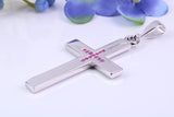 Natural Rubies set Large 50 mm Long Chunky Cross, Made From Solid Cast Silver, Complete with Belcher Chain, British Hallmarked