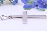 Natural Emeralds set Large 50 mm Long Chunky Cross, Made From Solid Cast Silver, Complete with Belcher Chain, British Hallmarked
