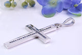 Natural Sapphires set Large 50 mm Long Chunky Cross, Made From Solid Cast Silver, Complete with Belcher Chain, British Hallmarked
