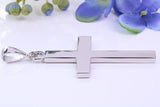 Diamonds set Large 50 mm Long Chunky Cross, Made From Solid Cast Silver, Complete with Belcher Chain, British Hallmarked