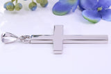 Diamonds set Large 50 mm Long Chunky Cross, Made From Solid Cast Silver, Complete with Belcher Chain, British Hallmarked