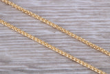 Spiga Chain 1.50 mm wide, made from 9ct Yellow Gold, 18 or 20 Inches Long option, British Hallmarked