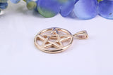 22 mm Round Pentagram Pendant, Made from Solid Yellow Gold, Your Choice of Precious Metals and Chain Option, with British Hallmark