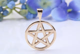 22 mm Round Pentagram Pendant, Made from Solid Yellow Gold, Your Choice of Precious Metals and Chain Option, with British Hallmark