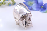 Very large detailed Skull ring, made from solid cast silver, British Hallmarked