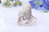 Very Large and heavy American Indian Head ring, made from solid cast silver, British Hallmarked