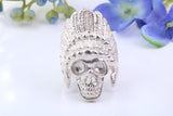Very Large and heavy American Indian Head ring, made from solid cast silver, British Hallmarked