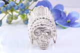 Very Large and heavy American Indian Head ring, made from solid cast silver, British Hallmarked