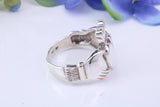 Large Claddagh ring, made from solid cast silver, British hallmarked