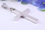 Diamond set Very Large 65 mm Long Chunky Cross, Made From Solid Cast Silver, Optional Silver Chain Included, British Hallmarked