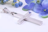 Diamond set Very Large 65 mm Long Chunky Cross, Made From Solid Cast Silver, Optional Silver Chain Included, British Hallmarked