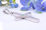 Natural Emerald set Very Large 65 mm Long Chunky Cross, Made From Solid Cast Silver, Optional Silver Chain Included, British Hallmarked