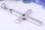Natural Sapphire set Very Large 65 mm Long Chunky Cross, Made From Solid Cast Silver, Optional Silver Chain Included, British Hallmarked