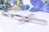 Natural Sapphire set Very Large 65 mm Long Chunky Cross, Made From Solid Cast Silver, Optional Silver Chain Included, British Hallmarked