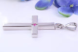 Natural Ruby set Very Large 65 mm Long Chunky Cross, Made From Solid Cast Silver, Optional Silver Chain Included, British Hallmarked