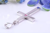 Natural Ruby set Very Large 65 mm Long Chunky Cross, Made From Solid Cast Silver, Optional Silver Chain Included, British Hallmarked
