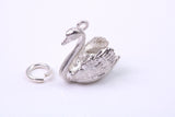 Swan Charm, Made from Solid Cast Silver, Complete with Attachment Link