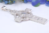 Large 62 mm Long Celtic Cross, Made From Solid Cast Silver, Complete with Heavy Belcher Silver Chain, Weighty and Chunky Cross