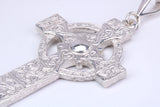 Large 62 mm Long Celtic Cross, Made From Solid Cast Silver, Complete with Heavy Belcher Silver Chain, Weighty and Chunky Cross