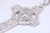 Large 62 mm Long Celtic Cross, Made From Solid Cast Silver, Complete with Heavy Belcher Silver Chain, Weighty and Chunky Cross