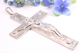 Very Very Large Crucifix, Measuring 110 mm Long, Made From Solid Cast Silver, Complete with Heavy Belcher Chain, British Hallmarked