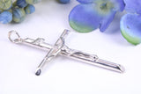 Large 50 mm Long Crucifix, Made From Solid Cast Silver, Complete with Snake Chain