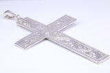 Very Very Large Ornate Cross, Measuring 110 mm Long, Made From Solid Cast Silver, With Heavy Belcher Chain, British Hallmarked