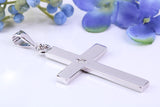 Diamond set Large 50 mm Long Chunky Cross, Made From Solid Cast Silver, Complete with Belcher Chain, British Hallmarked