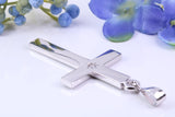 Diamond set Large 50 mm Long Chunky Cross, Made From Solid Cast Silver, Complete with Belcher Chain, British Hallmarked