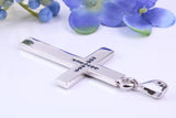 Natural Sapphires set Large 50 mm Long Chunky Cross, Made From Solid Cast Silver, Complete with Belcher Chain, British Hallmarked