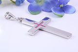 Natural Rubies set Large 50 mm Long Chunky Cross, Made From Solid Cast Silver, Complete with Belcher Chain, British Hallmarked