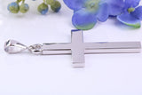 Natural Sapphires set Large 50 mm Long Chunky Cross, Made From Solid Cast Silver, Complete with Belcher Chain, British Hallmarked