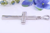 Diamonds set Large 50 mm Long Chunky Cross, Made From Solid Cast Silver, Complete with Belcher Chain, British Hallmarked