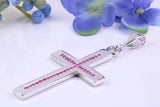Natural Rubies set Large 50 mm Long Chunky Cross, Made From Solid Cast Silver, Complete with Belcher Chain, British Hallmarked