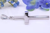 Natural Rubies set Large 50 mm Long Chunky Cross, Made From Solid Cast Silver, Complete with Belcher Chain, British Hallmarked