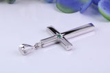 33 mm Long Chunky Real Emerald set Cross Necklace, Made From Solid Cast Silver, Complete With Chain