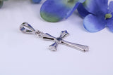 Real Blue Sapphire set Cross Necklace, Made From Solid Cast Silver, Complete With Chain