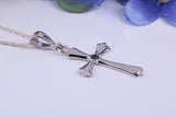 Real Blue Sapphire set Cross Necklace, Made From Solid Cast Silver, Complete With Chain