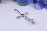 Real Blue Sapphire set Cross Necklace, Made From Solid Cast Silver, Complete With Chain