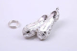 Ballerina Slippers Charm, Traditional Charm, Made from Solid Cast Silver, Complete with Attachment Link