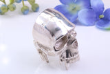 Very large detailed Skull ring, made from solid cast silver, British Hallmarked
