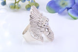 Very Large and heavy American Indian Head ring, made from solid cast silver, British Hallmarked