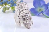 Very Large and heavy American Indian Head ring, made from solid cast silver, British Hallmarked