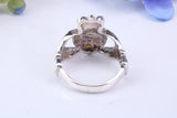 Large Claddagh ring, made from solid cast silver, British hallmarked
