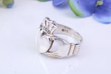 Large Claddagh ring, made from solid cast silver, British hallmarked